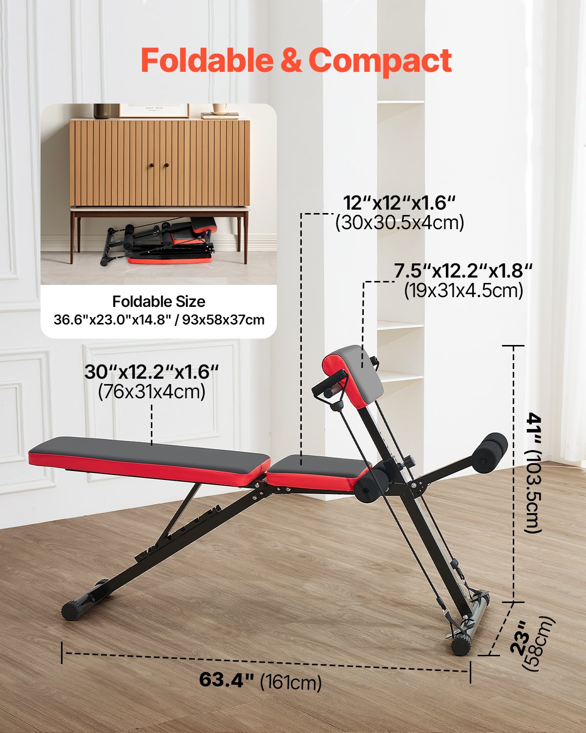 VEVOR Home Gym Workout Bench — Adjustable Foldable Strength