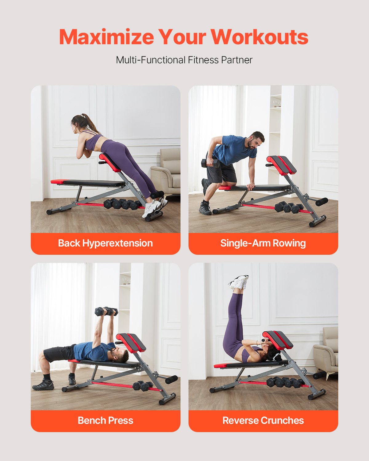 VEVOR Multi Function Weight Bench – 660 LBS Roman Chair