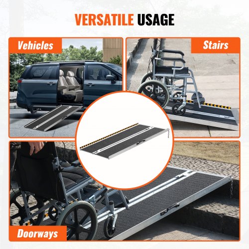 VEVOR Portable Wheelchair Ramp, 4 ft 800 lbs Capacity, Non-Slip ...