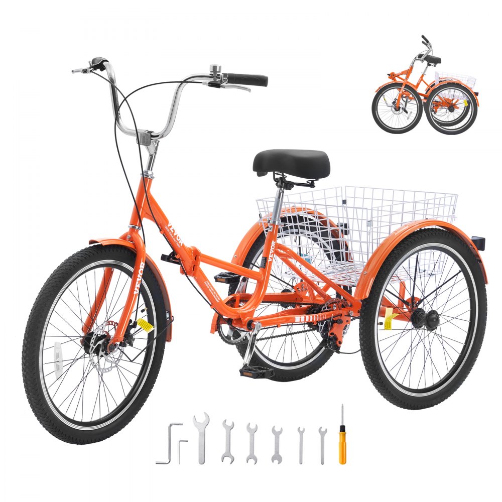 VEVOR Folding Adult Tricycle, 20-Inch Adult Folding Trikes, Lightweight ...