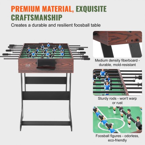 VEVOR Folding Foosball Table, 42 inch Standard Size Foosball Table ...