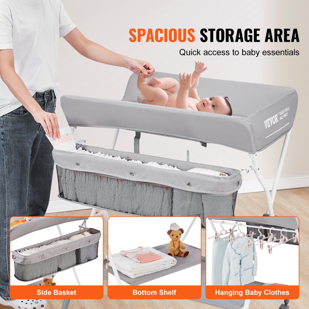 VEVOR Baby Changing Table, Folding Diaper Changing Station with ...