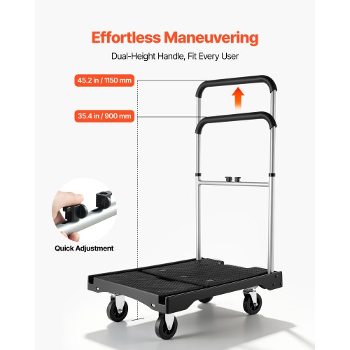 VEVOR Foldable Push Cart Dolly, 330 lbs Capacity, Folding Platform