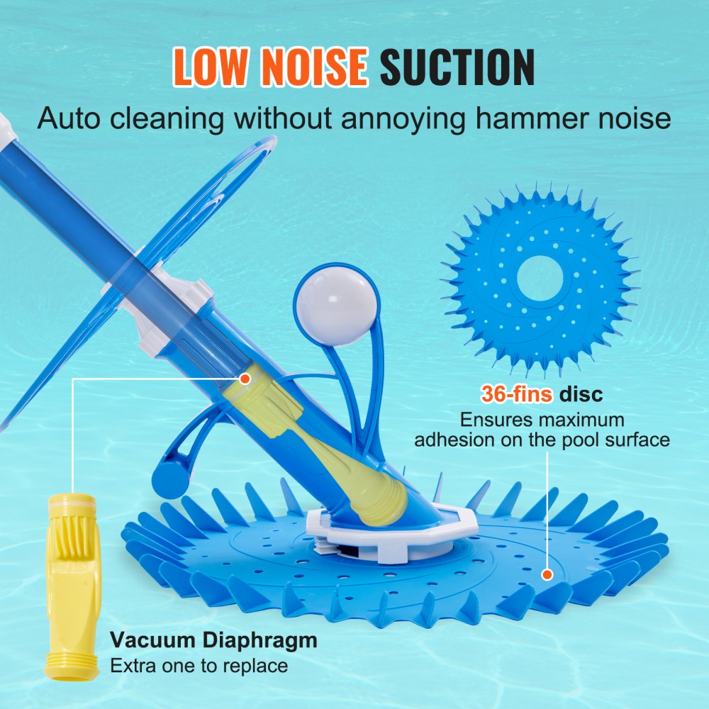 VEVOR Automatic Suction Pool Cleaner, Low Noise Pool Vacuum Cleaner