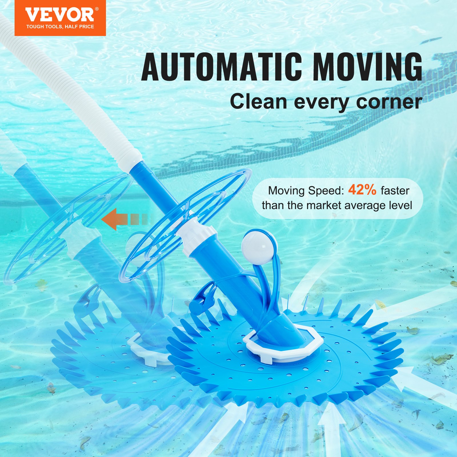 VEVOR Automatic Suction Pool Cleaner, Low Noise Pool Vacuum Cleaner ...