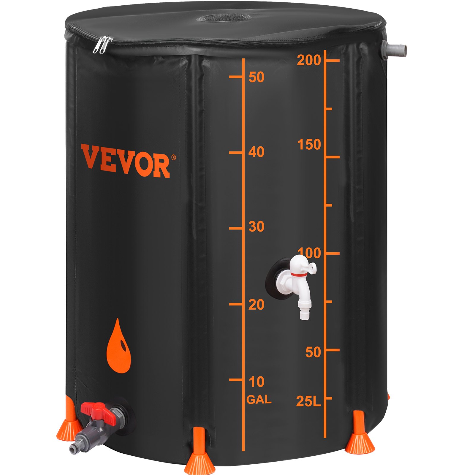 VEVOR Collapsible Rain Barrel, 53 Gallon Large Capacity, PVC Rainwater ...