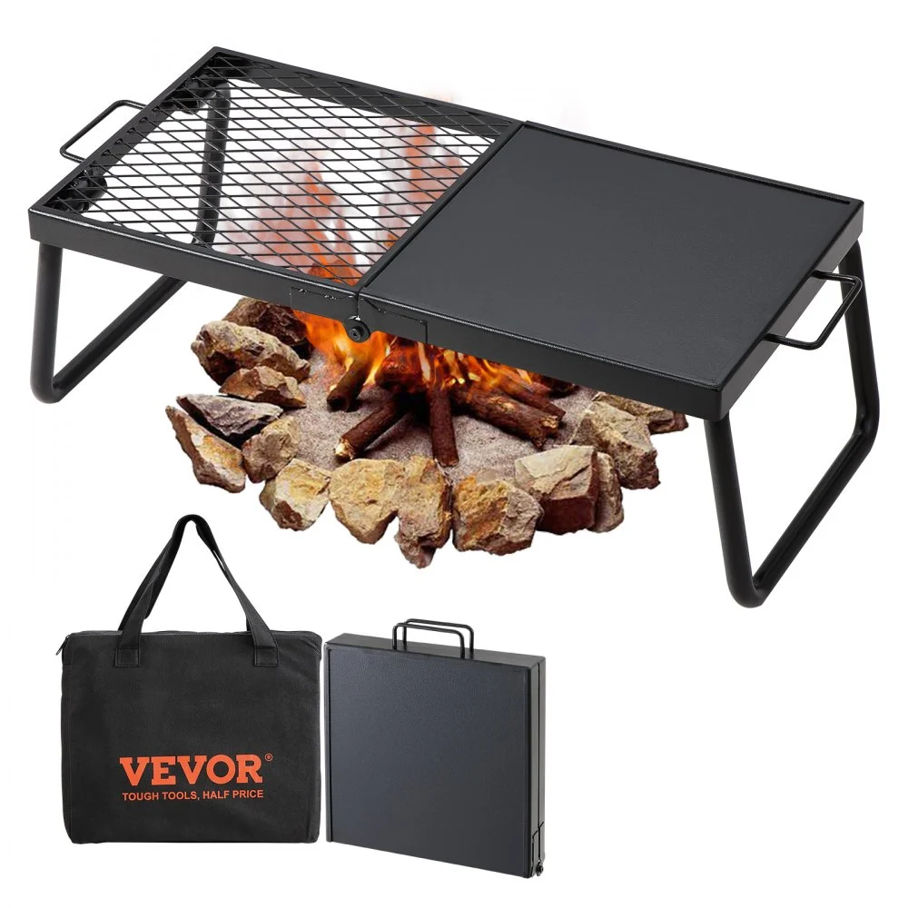 Camp Fire Box Instrument VEVOR Folding Campfire Grill, Heavy Duty Steel Mesh Grate, 22.4 ...