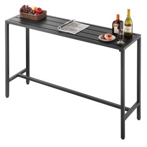 Garden Bar VEVOR Outdoor Bar Table, 39.4 X 15 In Patio Bar Table, Waterproof Top Sturdy Metal Frame Rectangle Counter Height Dining Tables Outdoor Furniture Balcony Garden Dining Tables Only