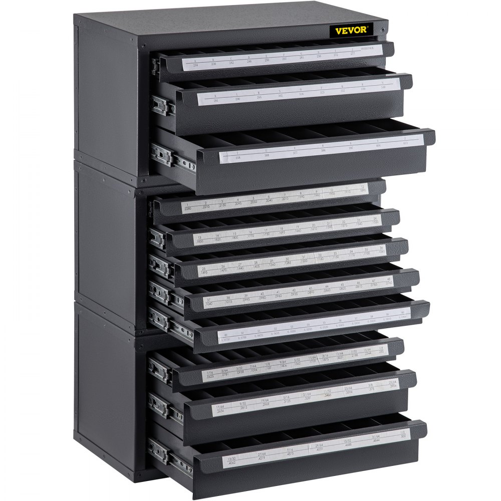 VEVOR Drill Bit Dispenser Cabinet, Three-Drawer Drill Bit Dispenser for ...