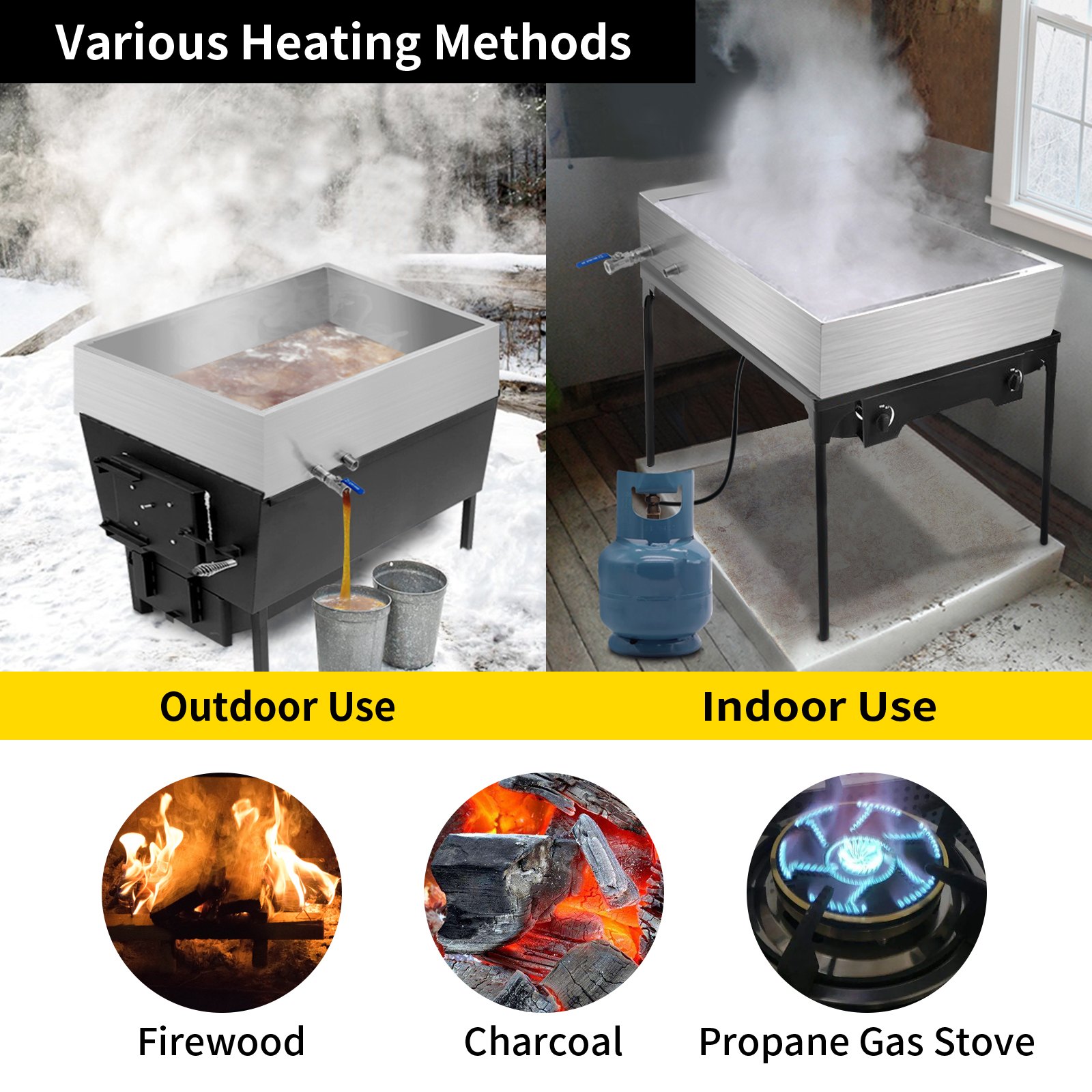 VEVOR Maple Syrup Evaporator Pan 30x16x9.5 Inch Stainless Steel Maple