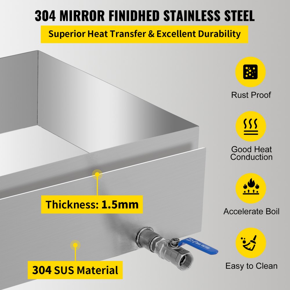 VEVOR Maple Syrup Evaporator Pan 24x18x6 Inch Stainless Steel Maple