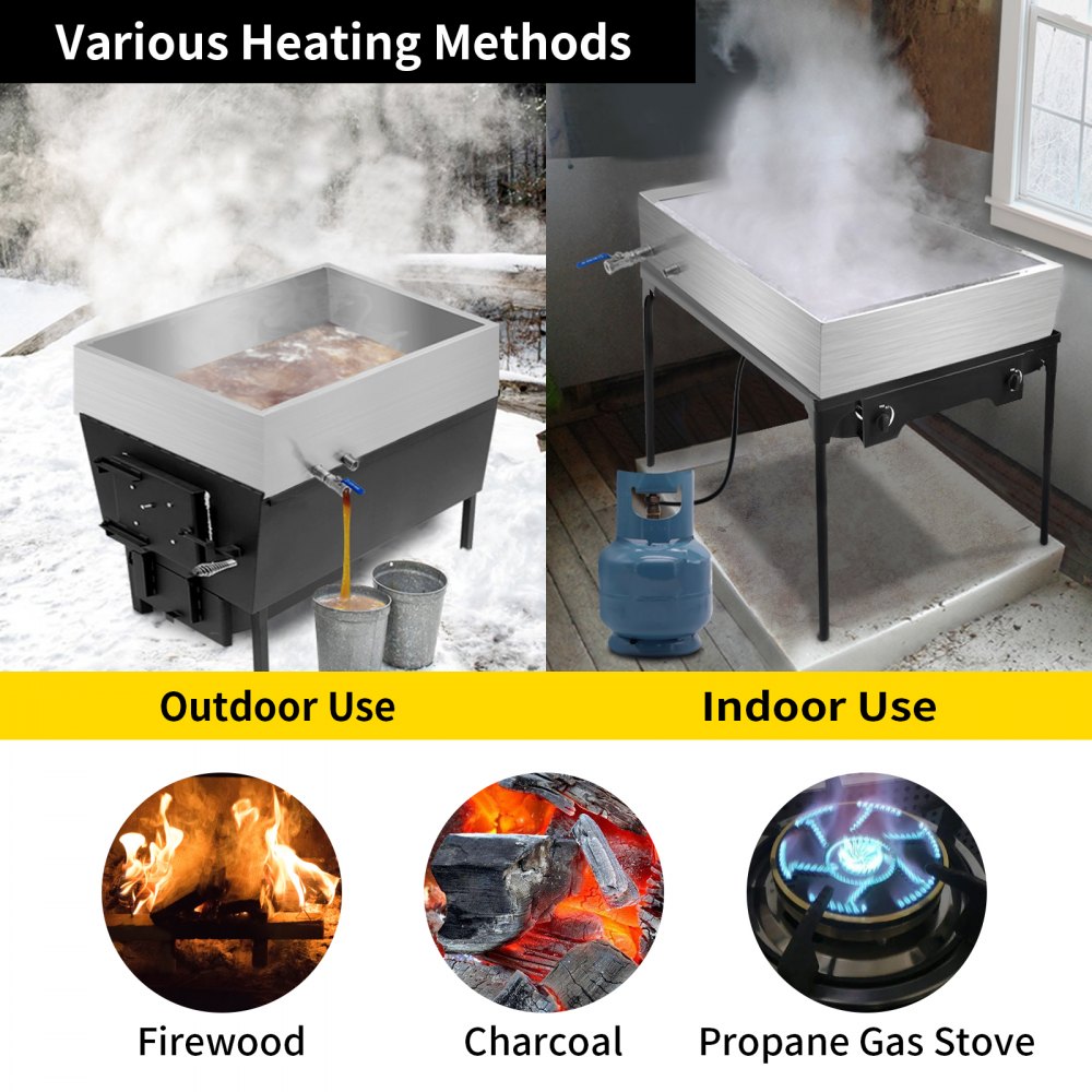 VEVOR Maple Syrup Evaporator Pan 36x24x9.5 Inch Stainless Steel Maple