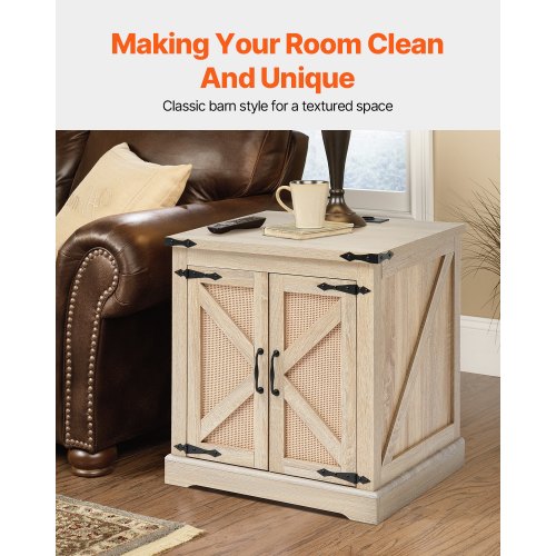 VEVOR Rattan Coffee Table, Rectangle 2Tier PE Rattan Farmhouse End