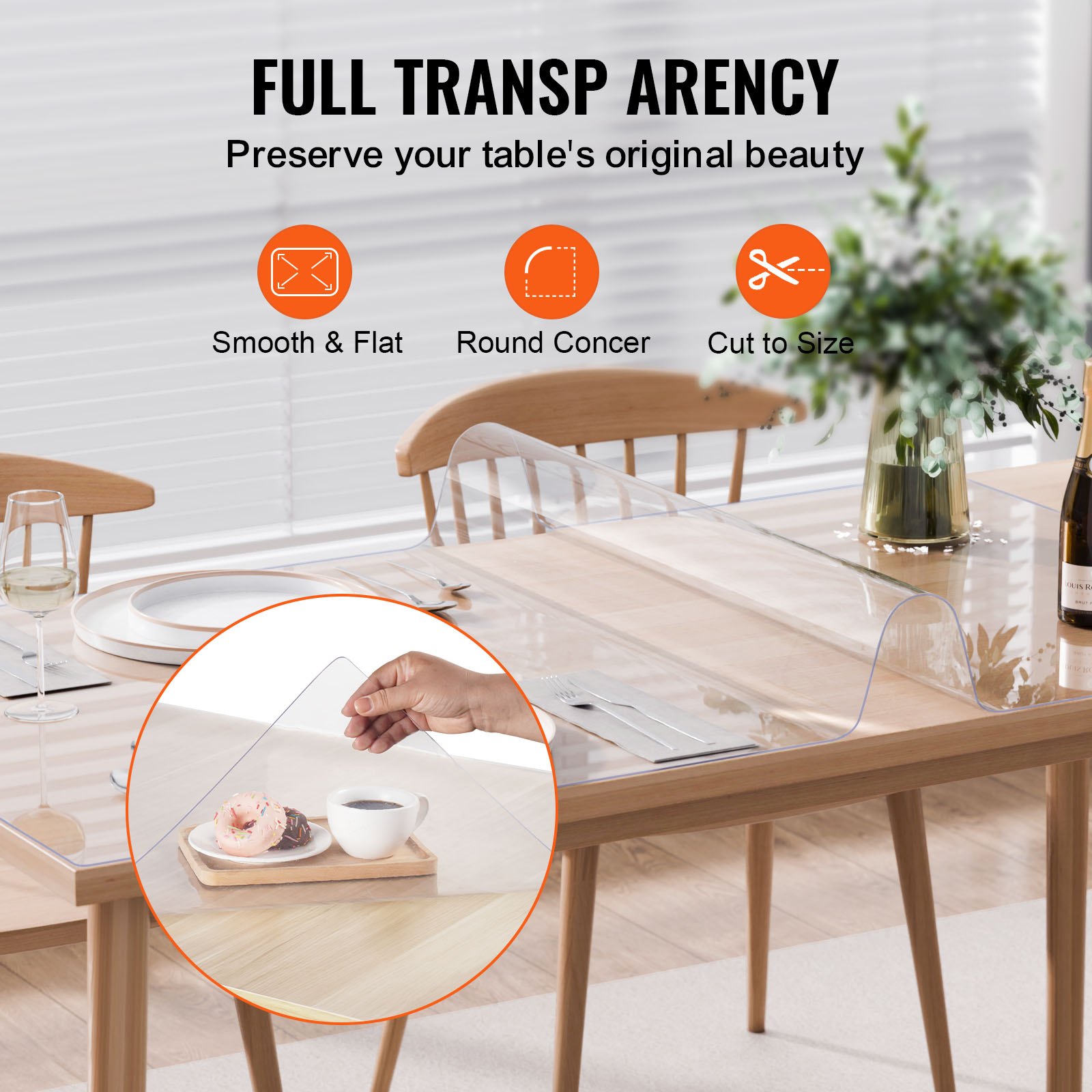 VEVOR PVC Table Protector 14x24 Inch Clear Plastic Desk Protector 1.5mm ...