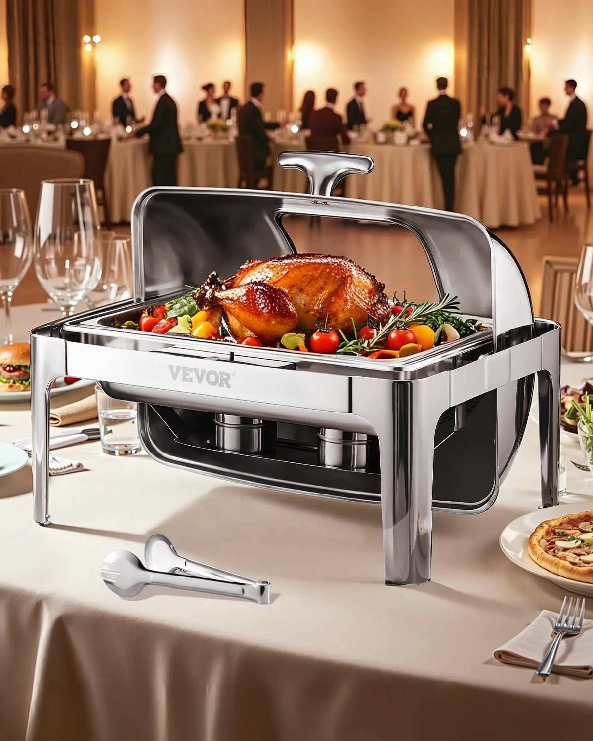 Plat Chauffant Buffet Réchaud Rond Inox Doré - Mini Marmite Chauffante Pour Table Ronde