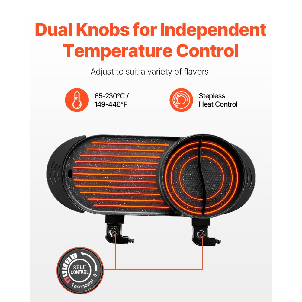 Hot Pot s grilem, 2200W 2v1 elektrický bezdýmný gril a horký hrnec, korejský BBQ Shabu Shabu Hotpot se samostatnou duální regulací teploty, nepřilnavá pánev, pro rodinné stolování pro 1-6 osob - miniatura 4