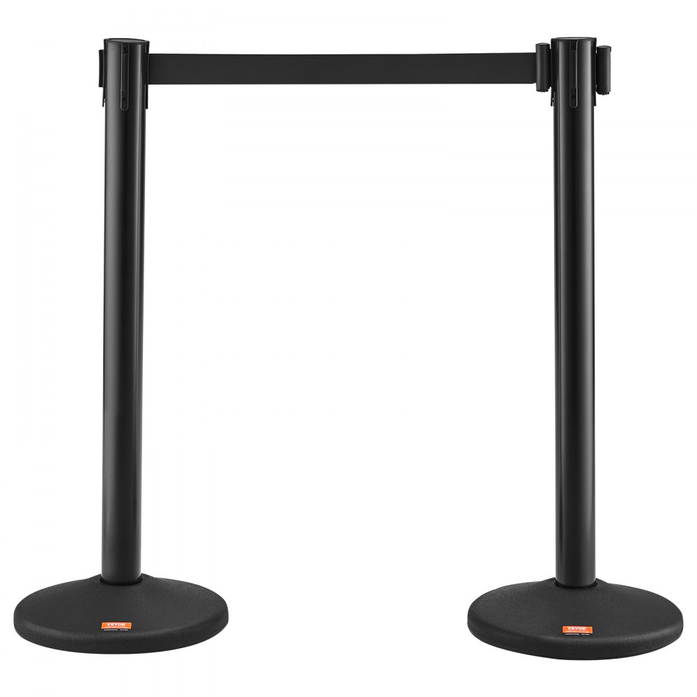 Sanctions Poles Set Therwen 8-Pack Crowd Control Stanchions - 8.2ft Retractable Belt Barriers (Black) Stanchion Posts Set