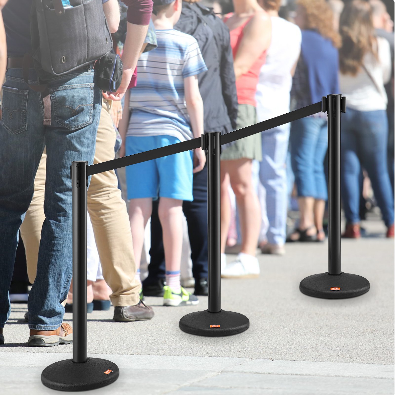 VEVOR Crowd Control Stanchions, 2-Pack Crowd Control Barriers with 6 ...