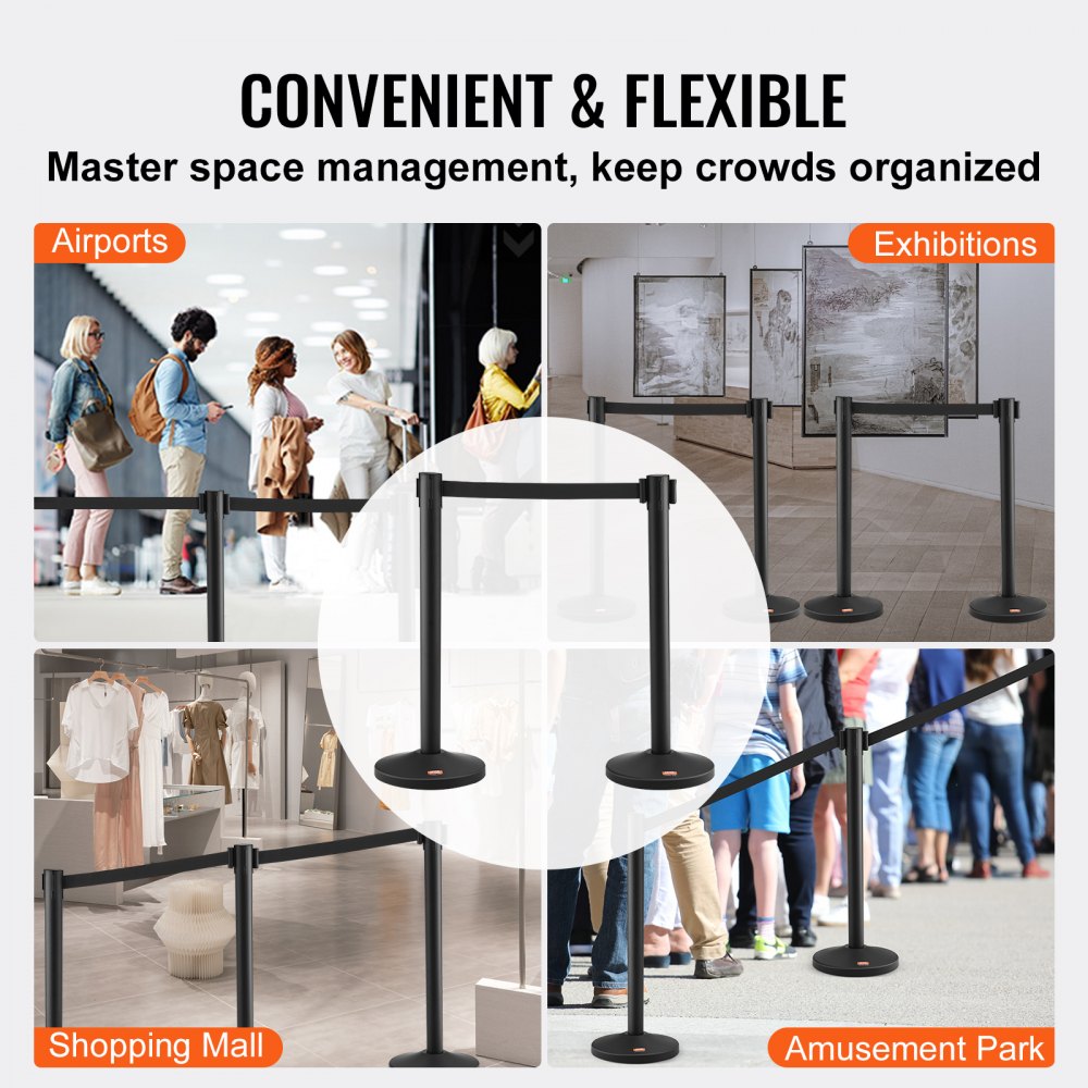 Queue Posts VEVOR Crowd Control Stanchion, 6-Pack Crowd Control Barrier, Carbon ...