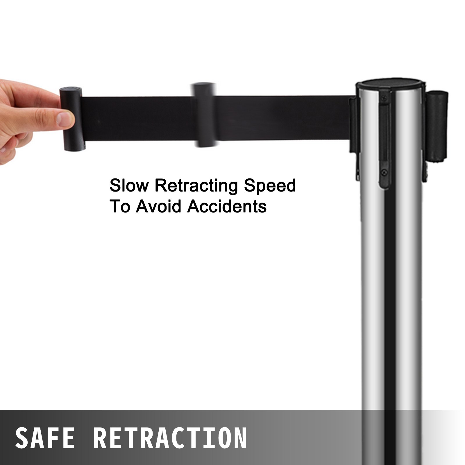 Crowd Control Base Post VEVOR Crowd Control Stanchion, 6-Pack Crowd Control Barrier, Carbon ...