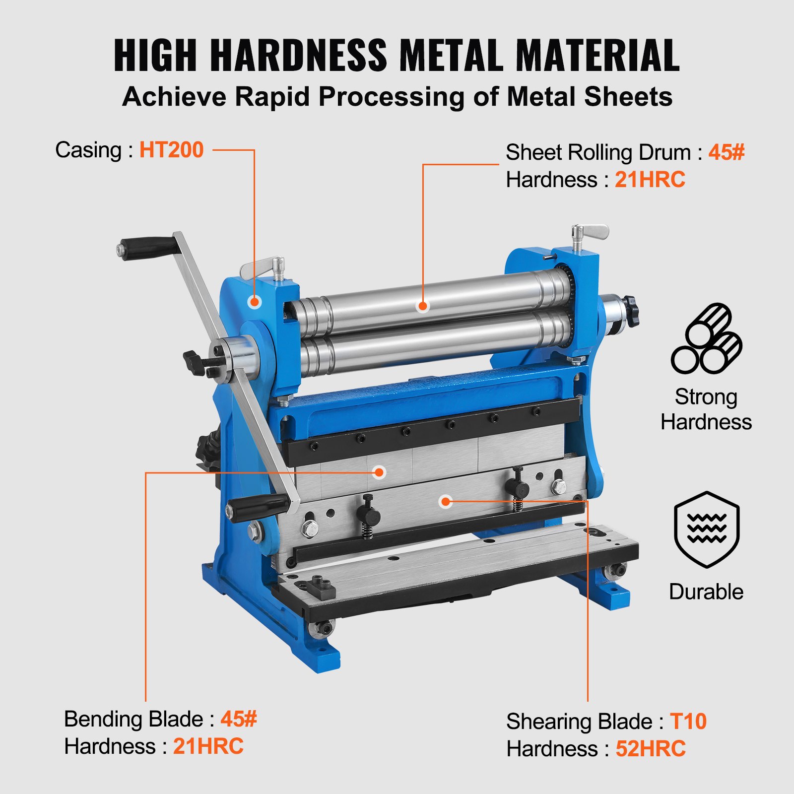 VEVOR Sheet Metal Brake, 12-inch, 3-In-1 Combination Shear Brake Roll ...