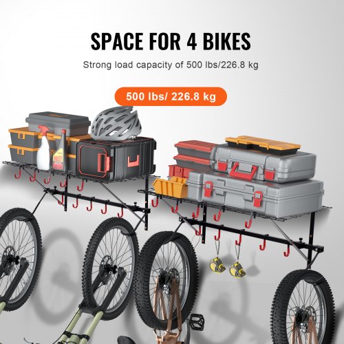 VEVOR Bike Storage Rack, 4 Bike Racks, Wall Mount Bike Storage