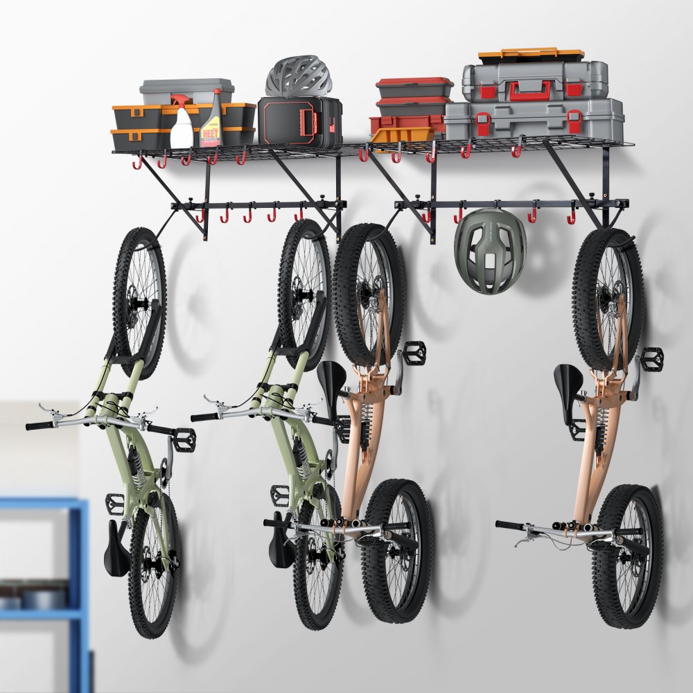 Bike Rack Support VEVOR Bike Storage Rack, 4 Bike Racks, Wall Mount Bike Storage Hanger ...