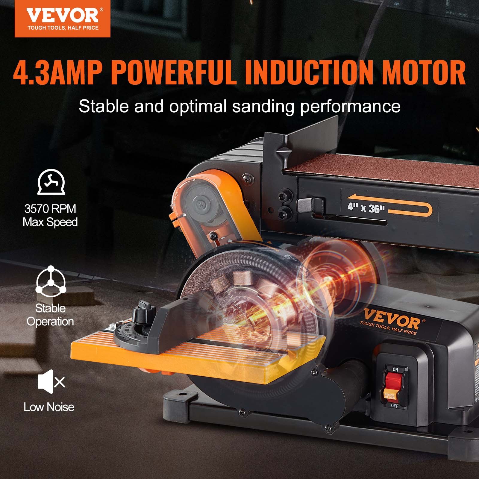 VEVOR Belt Disc Sander Combo, 6" Disc Sander and 4"x36" Belt Sander