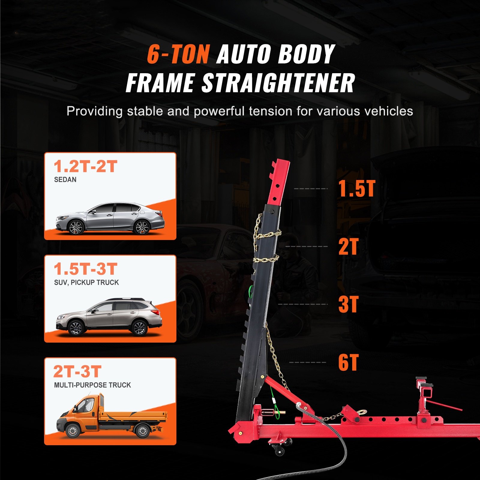 VEVOR Auto Body Frame Straightener, 6 Ton Tension Car Frame Puller ...