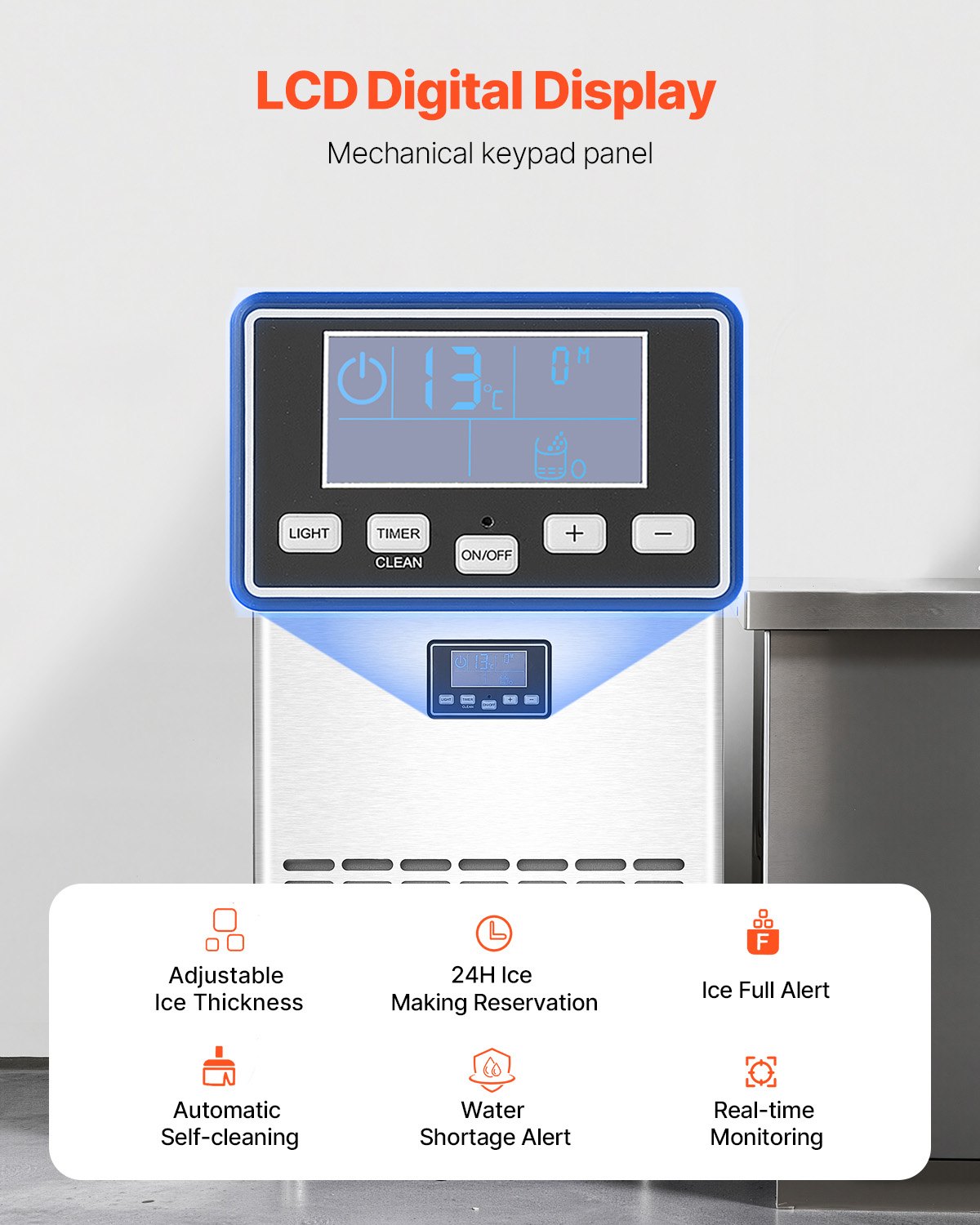 VEVOR 100lbs/24H Commercial Ice Maker Machine, 33lbs Storage Capacity ...