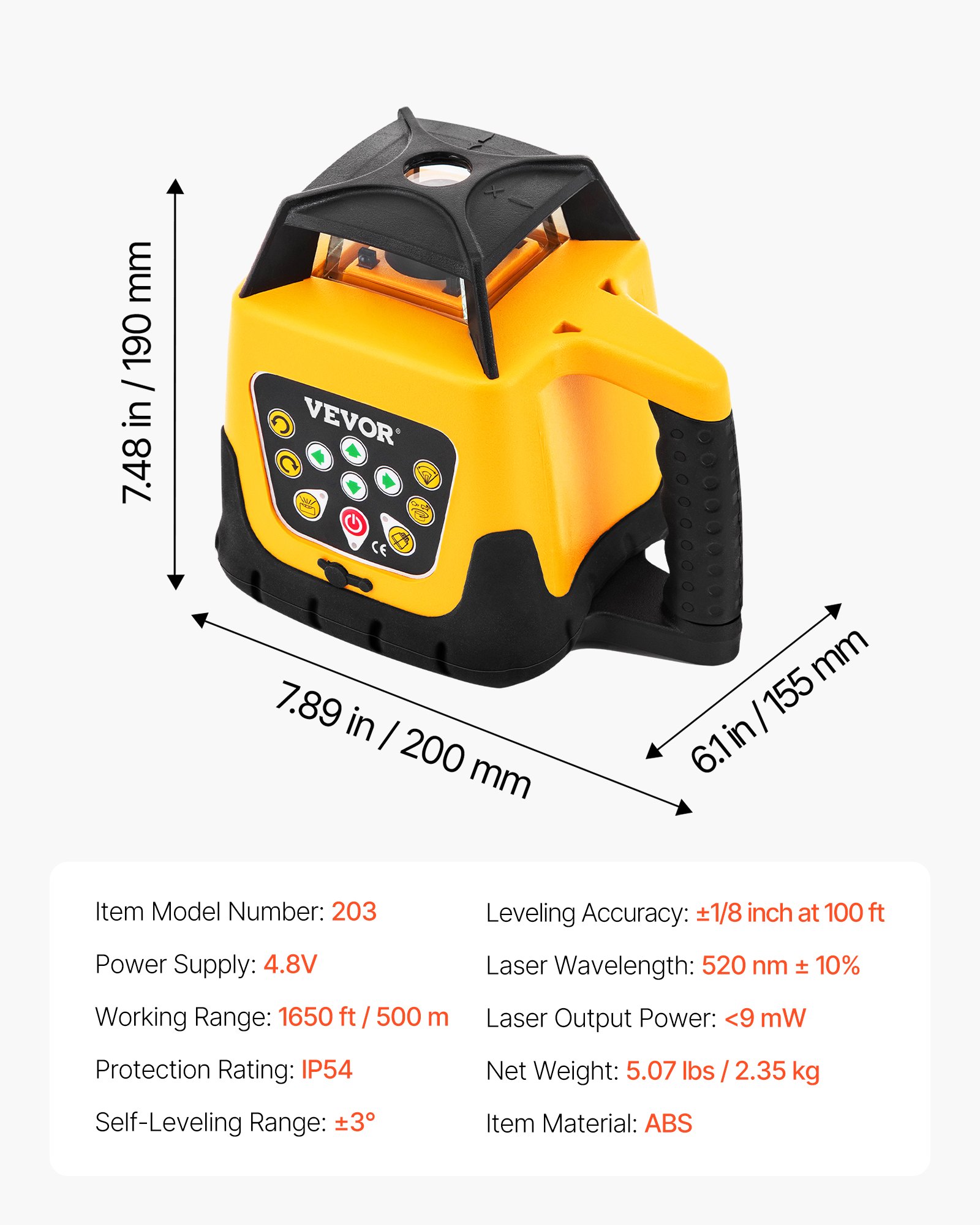 VEVOR Motorized Rotary Laser Level Kit – 500m Range