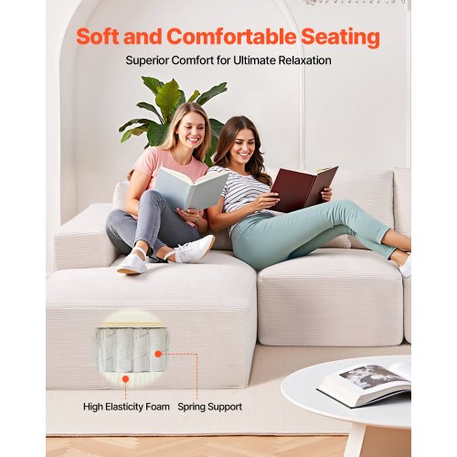 VEVOR Modular Sectional Sofa, Sectional Couch for Living Room, L Shaped ...