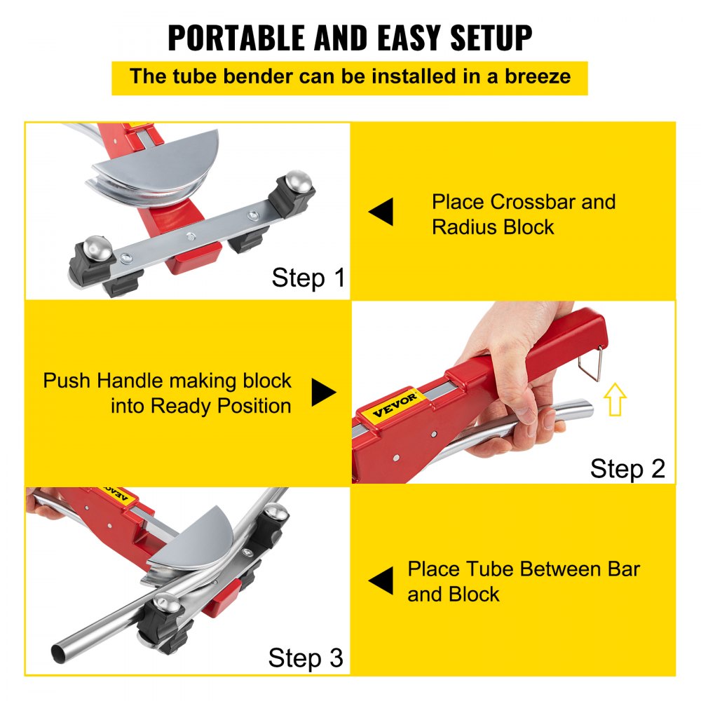 VEVOR Pipe Bender, 7 Dies 1/4-7/8 Inch Refrigeration Ratcheting Tube ...