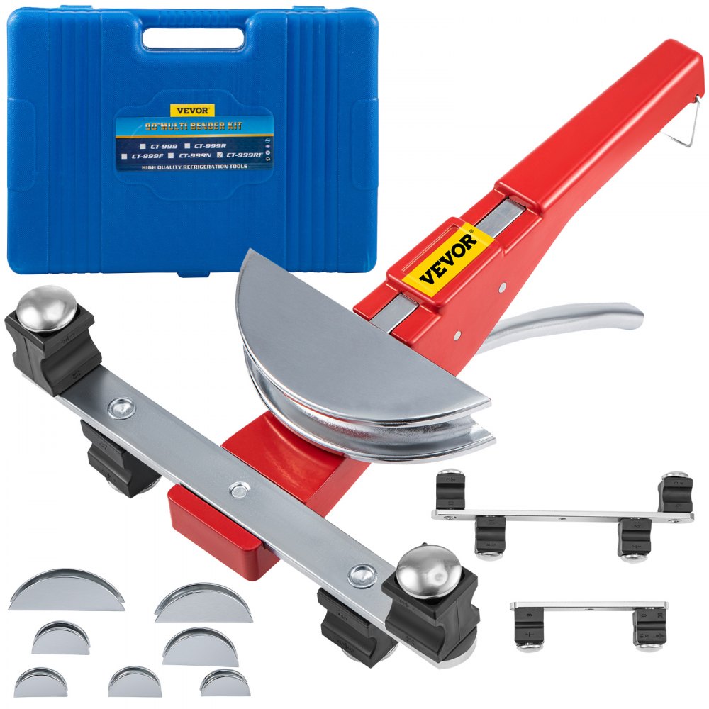 VEVOR Pipe Bender 7 Dies 1 4 7 8 Inch Refrigeration Ratcheting Tube Bender Kit 90 Tubing Bender with Reverse Bending Attachment for HVAC