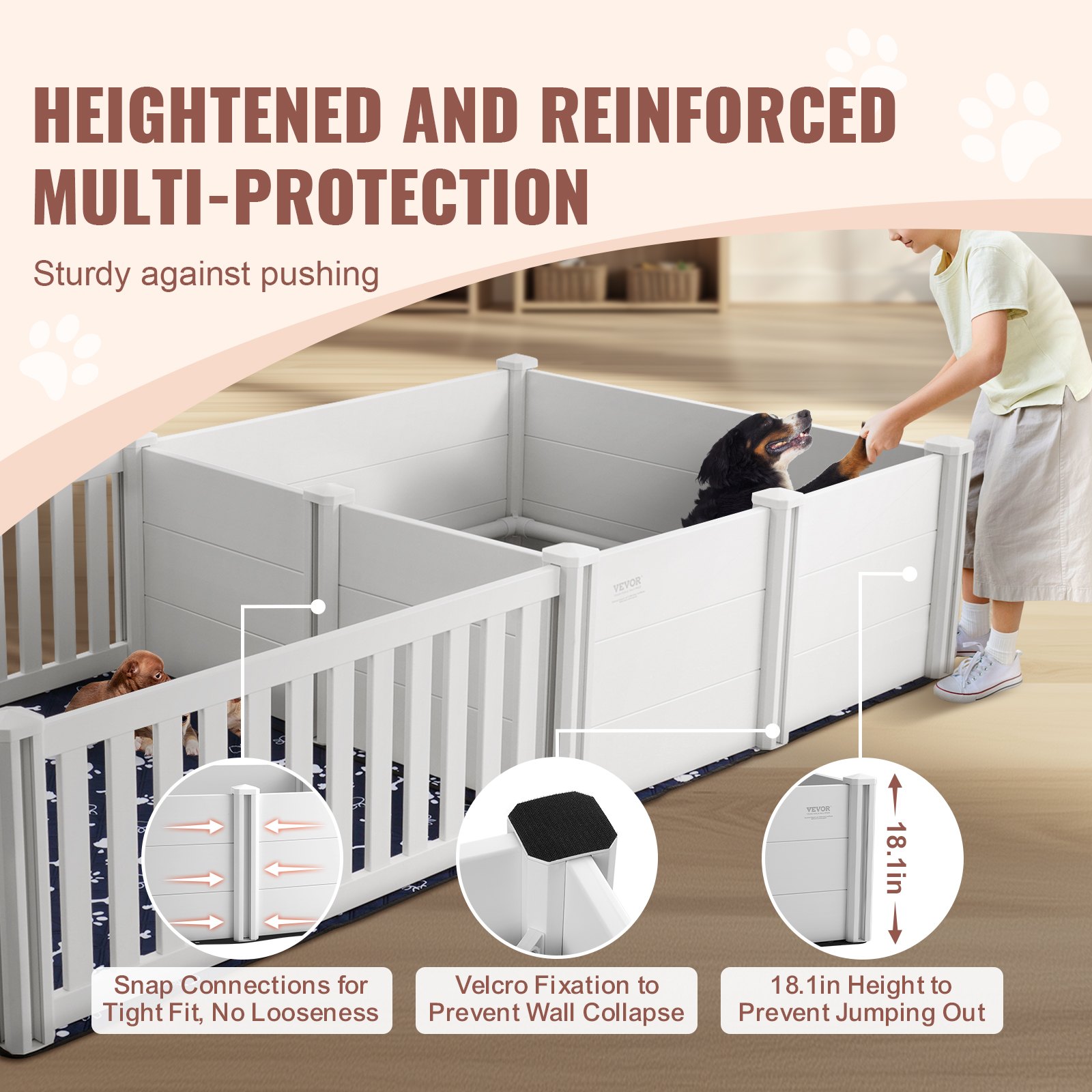 VEVOR Whelping Box and Playpen – 93.3 x 48.4 x 18.1 Inch