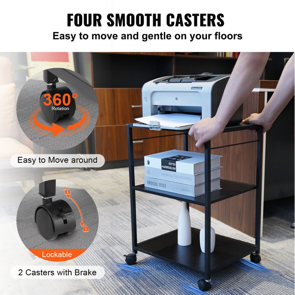 VEVOR Printer Stand, Height Adjustable 3 Tier Printer Stand, Printer ...