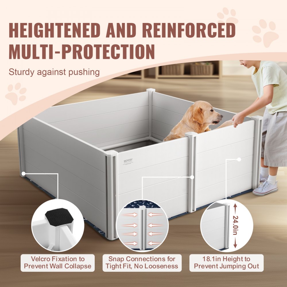 VEVOR Dog Whelping Box 59.8x59.8x24.0in PVC with Rails Pee Pad for Dogs ...
