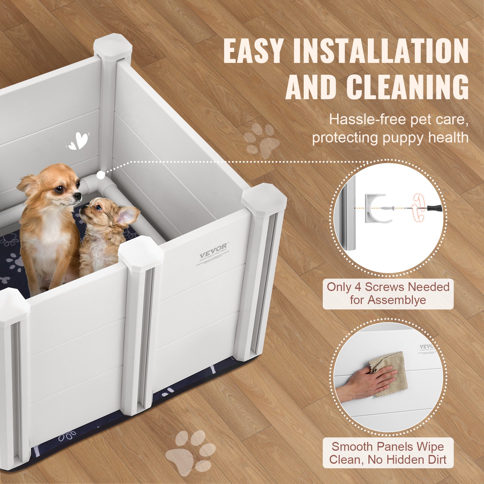 VEVOR Whelping Box for Small Dogs – 28.3x28.3x18.1in PVC