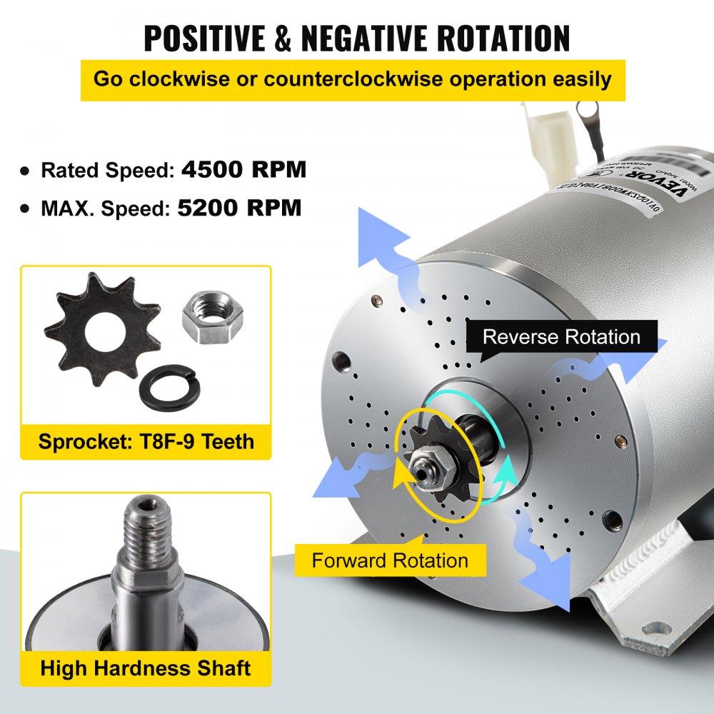 Vevor 1800w 48v Electric Brushless Dc Motor Kit High Speed Brushless