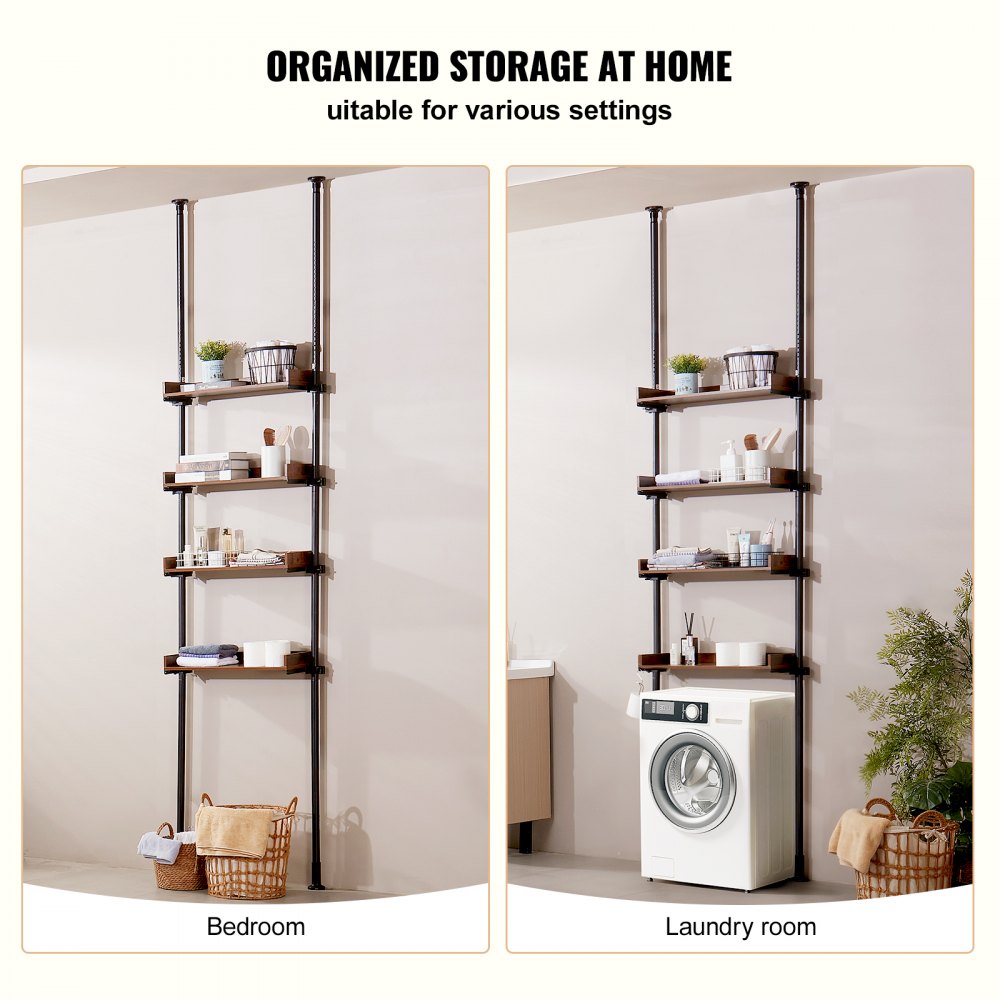 VEVOR Over the Toilet Storage 4-Tier Bathroom Shelf Rack Space Saver ...