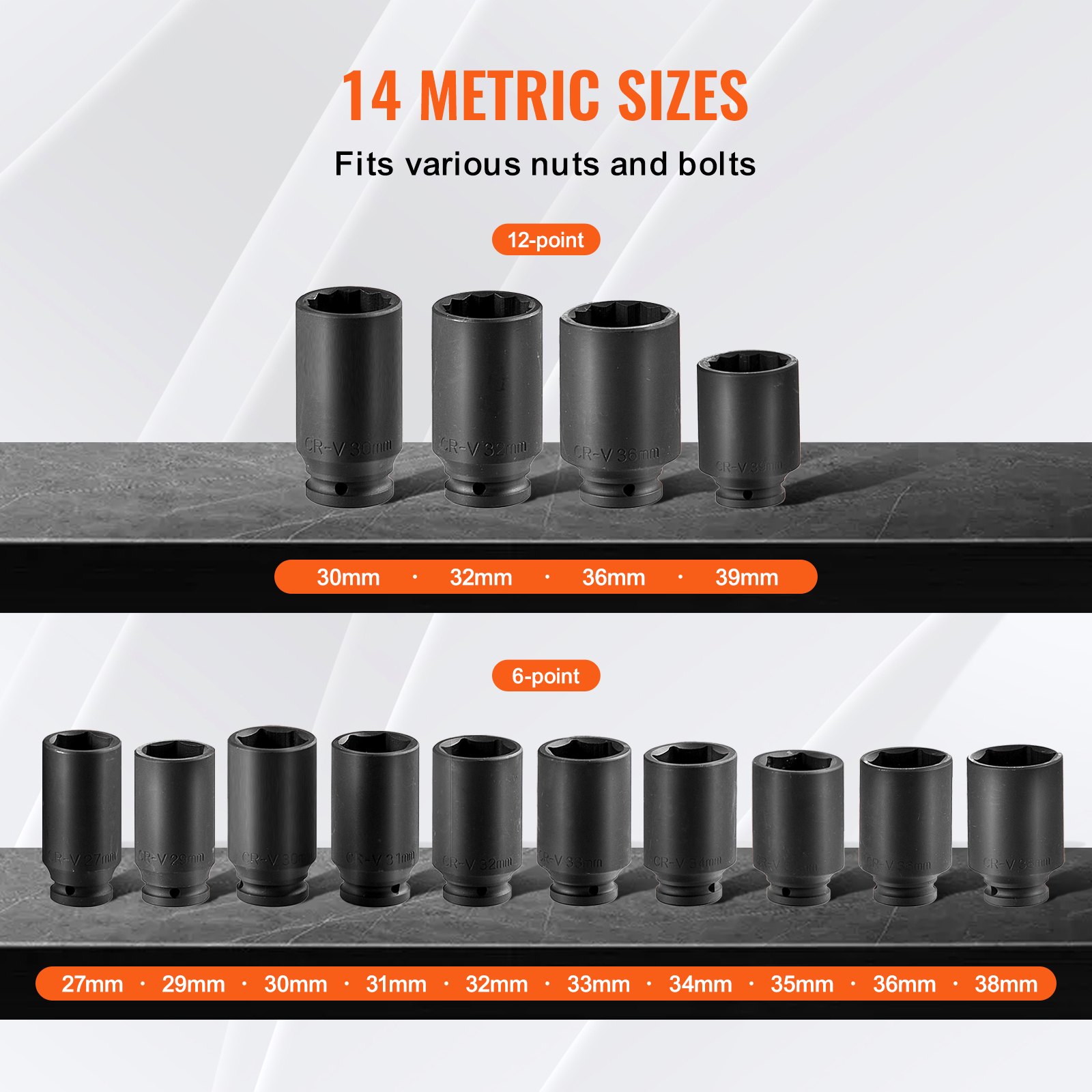 VEVOR Axle Nut Impact Socket Set 1/2