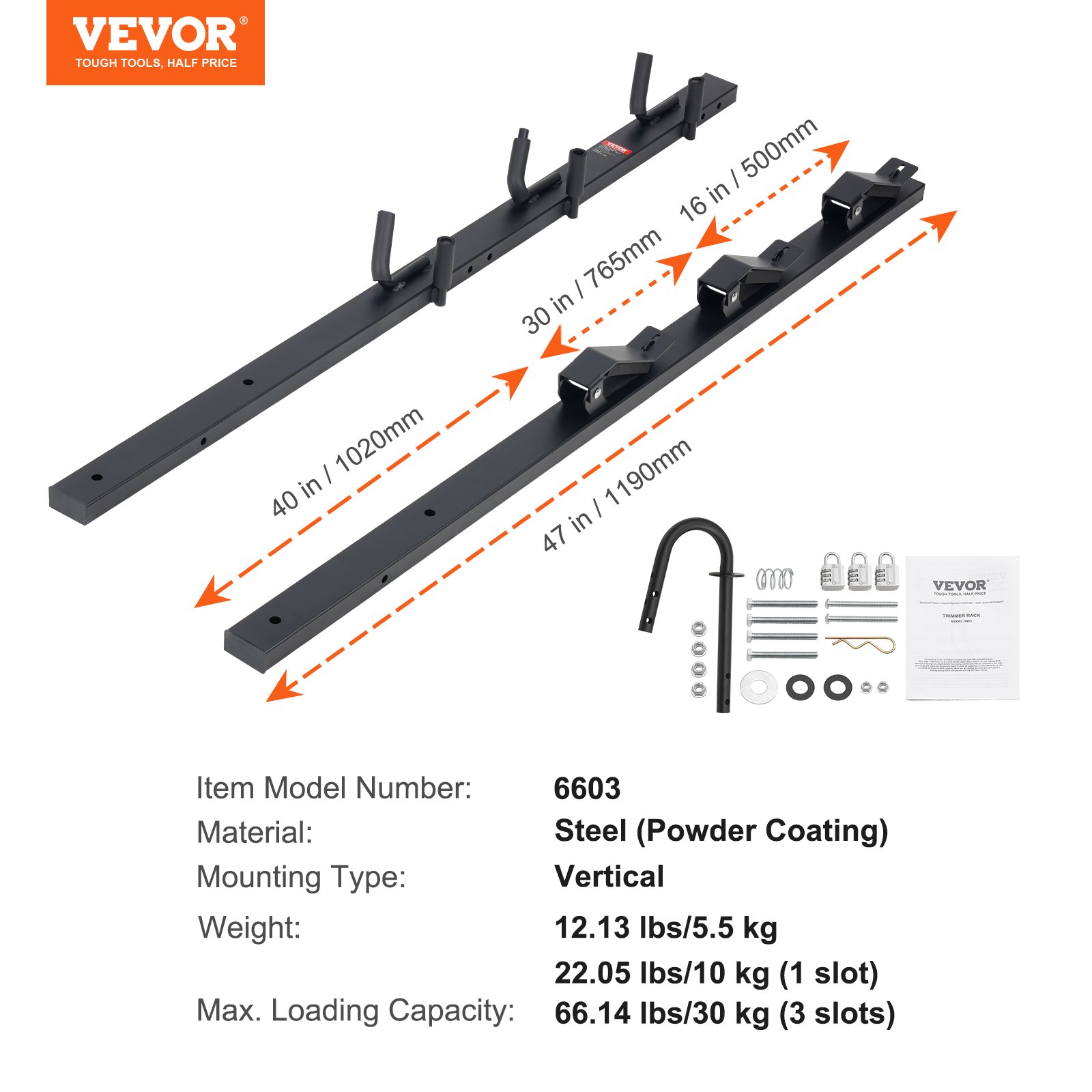 3 Place Trailer Trimmer Rack With Locks NIXFACE 3-Place Landscape ...