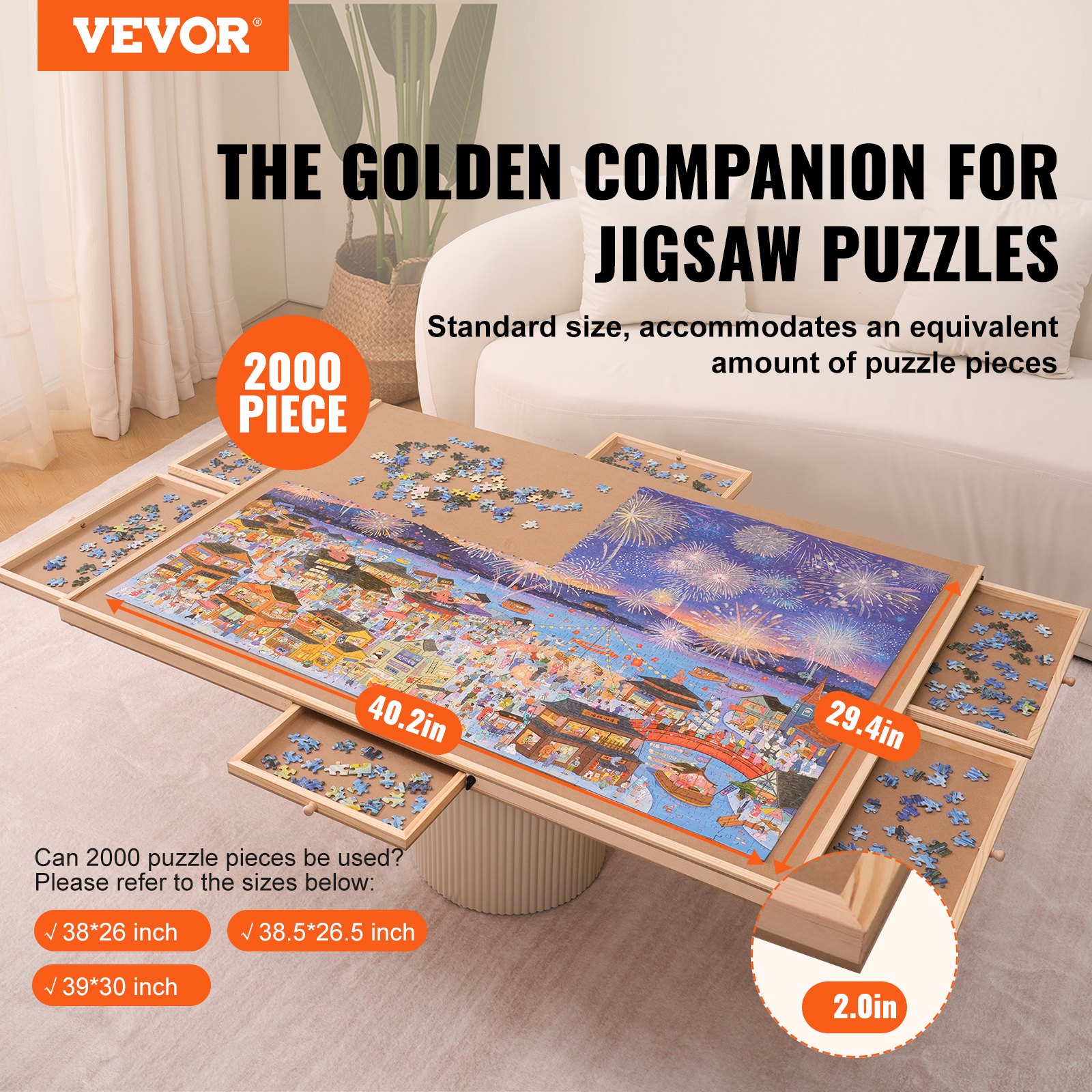 VEVOR 2000 Piece Puzzle Board With 6 Drawers And Cover 40 2 x29 4 Vevor 2000 piece puzzle board with 6 drawers and cover 40 2 x29 4