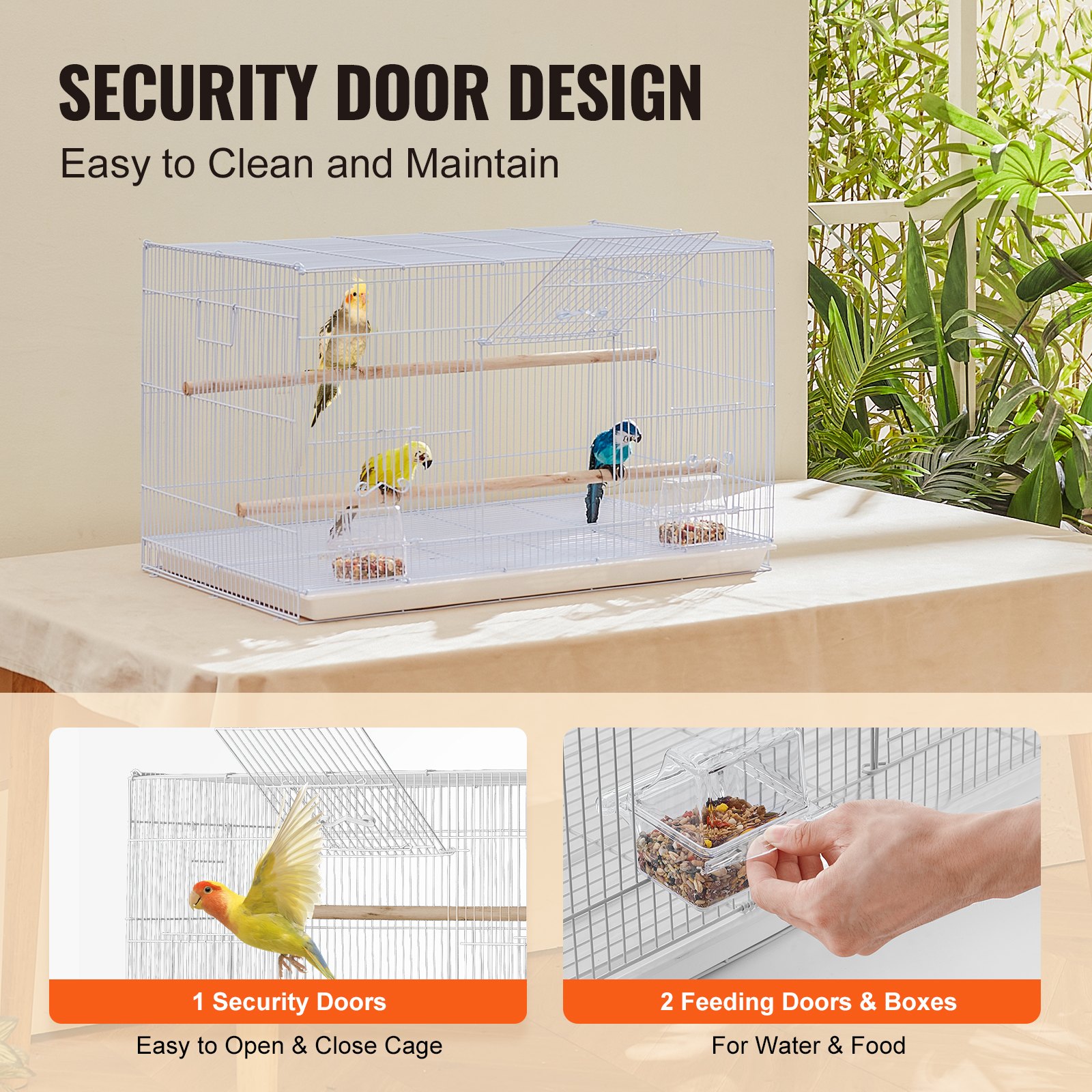 View of VEVOR 30-inch Flight Bird Cage, Stackable Bird Cage for Small Parrots ...
