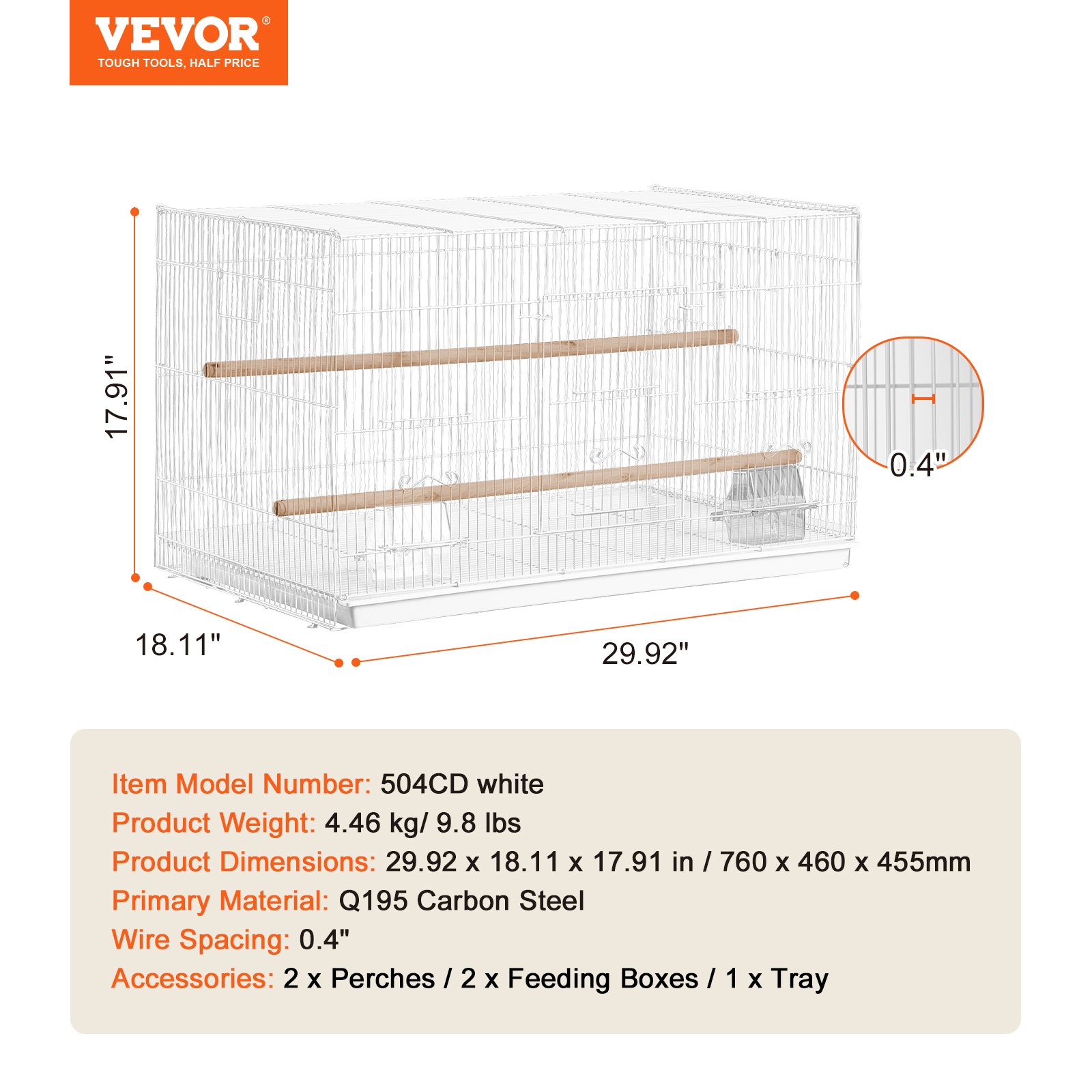 VEVOR 30-inch Flight Bird Cage, Stackable Bird Cage for Small Parrots ...