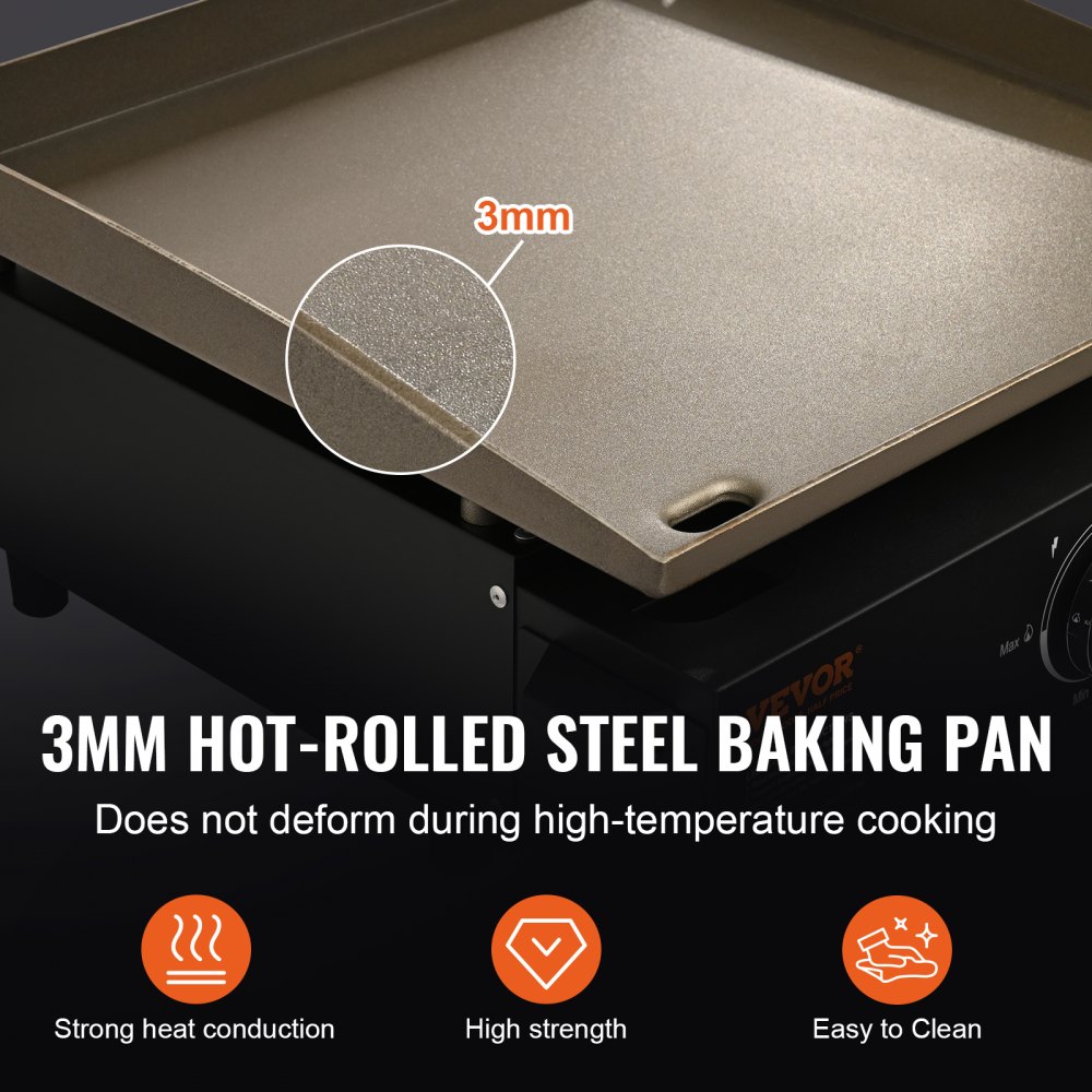 VEVOR 24x16 in Flat Top Griddle Carbon Steel Universal BBQ Grill Pan Cookware - Black 2