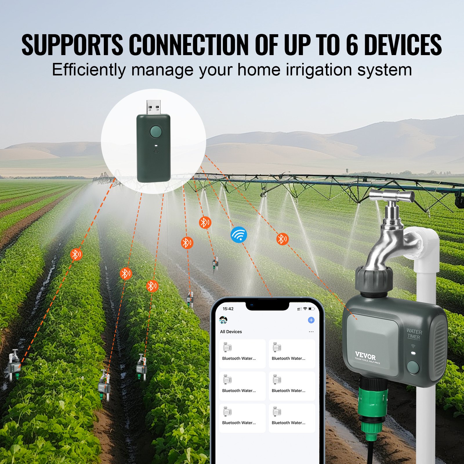 Vevor App VEVOR WiFi Sprinkler Timer, Single Outlet, Smart Hose Faucet Water ...