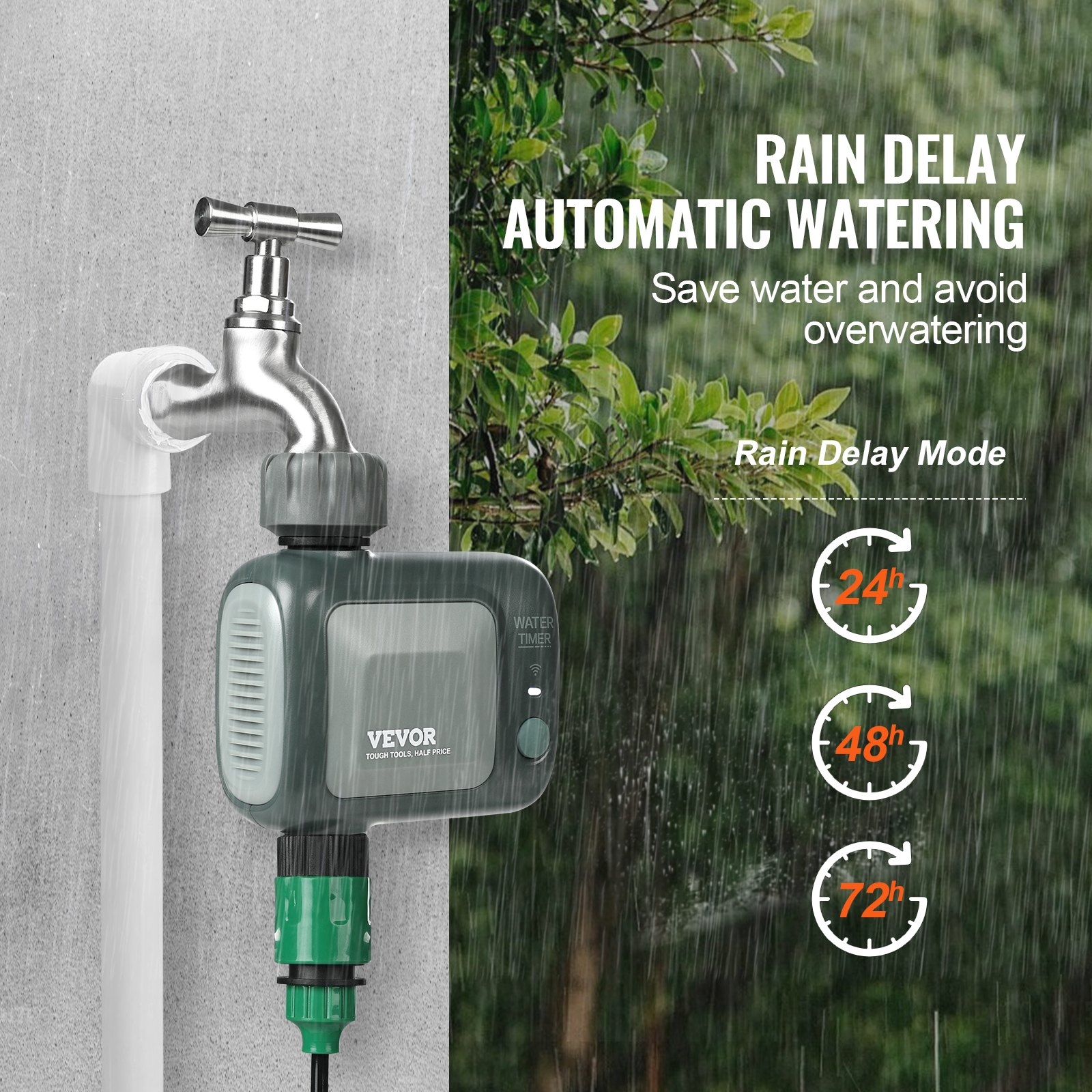 VEVOR WiFi Sprinkler Timer, Single Outlet, Smart Hose Faucet Water ...