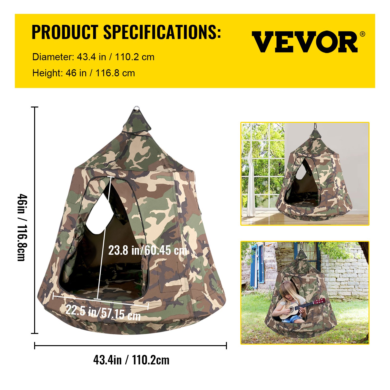 VEVOR Hanging Tree Tent, Max. 440 LBS Capacity Tree Tent Swing, Hangout ...