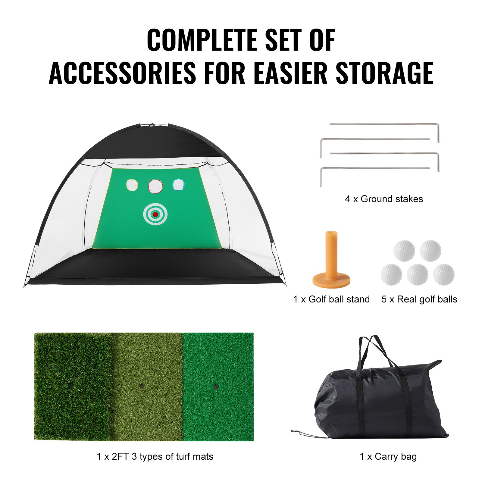 Pvc Golfnet VEVOR Golf Net, 10x7ft All in 1 Golf Practice Net, Indoor Outdoor Home ...